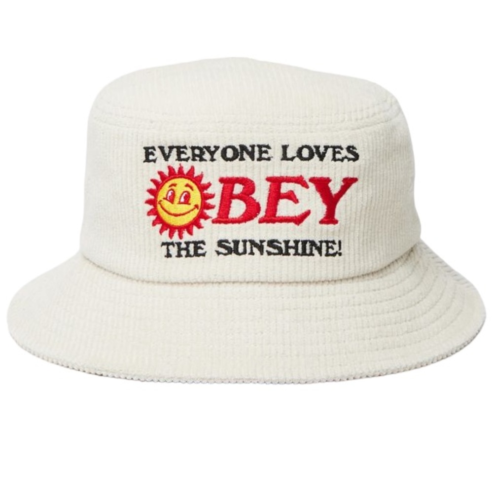 OBEY Unisex Embroidered Cord Sunshine Bucket Hat - Ivory One Size